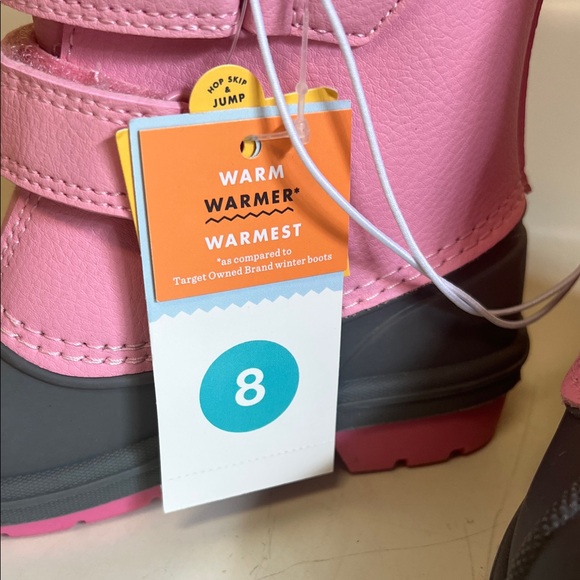 Cat & Jack Pink and Gray Kids Boots Waterproof, Warmer, Size 8 - Picture 2 of 2